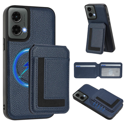 Moto G 5G 2024 CX01 Detachable Magsafe Magnetic Card Bag Phone Case - Dark Blue